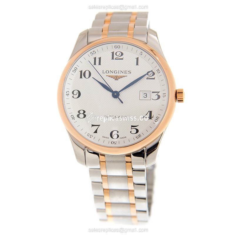 Longines L2.893.5.79.7 Replica - Automatic - Silver - Gold Clasp on Steel & 18kt Strap - View 2