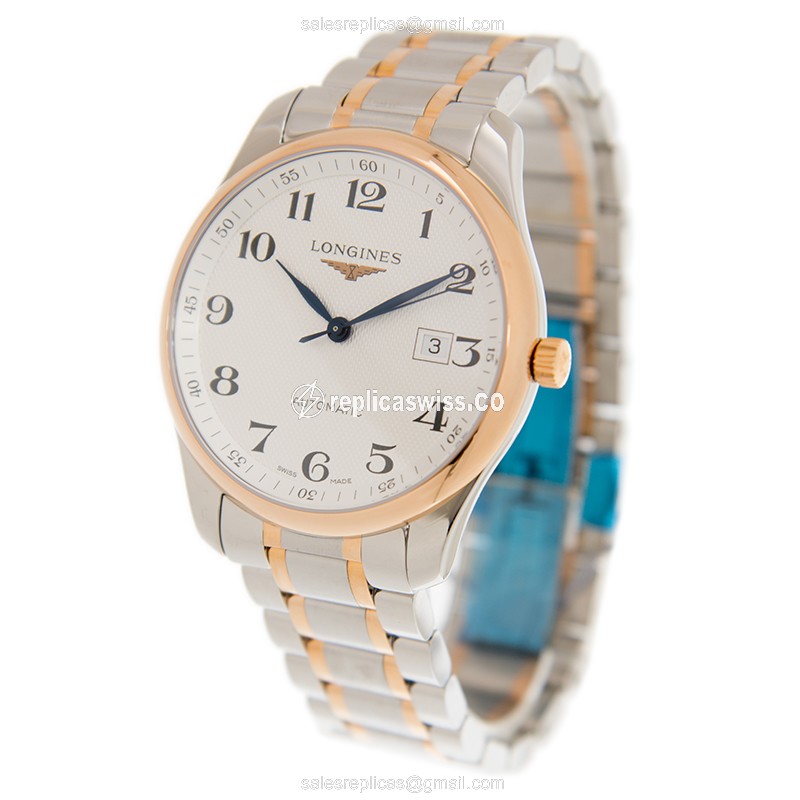 Longines L2.893.5.79.7 Replica - Automatic - Silver - Gold Clasp on Steel & 18kt Strap - View 3