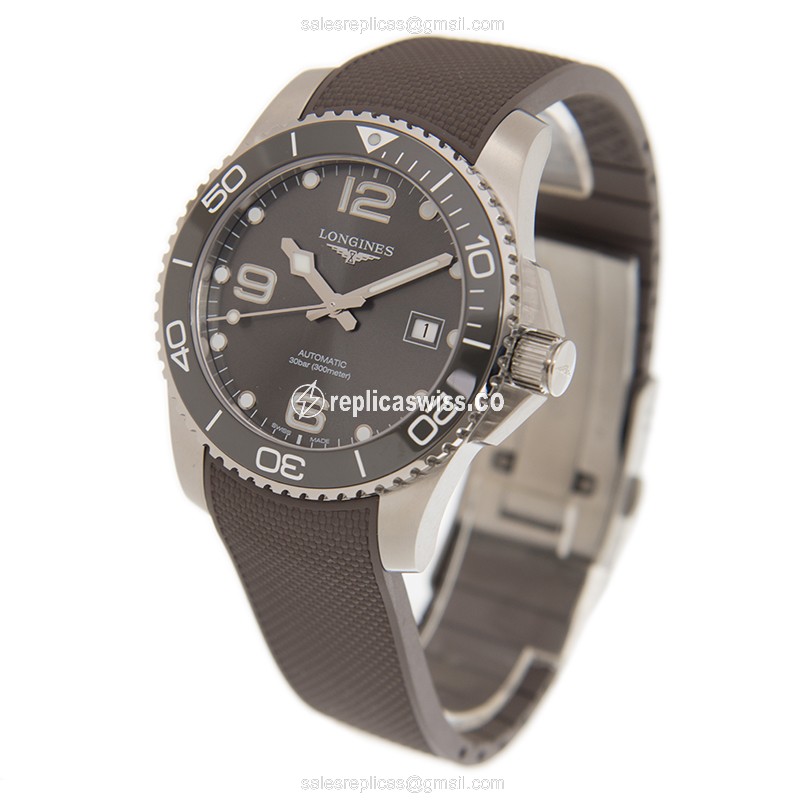 Longines Conquest Replica - Automatic - Ceramic Case - Gray Dial - Rubber Strap - Grey - View 3