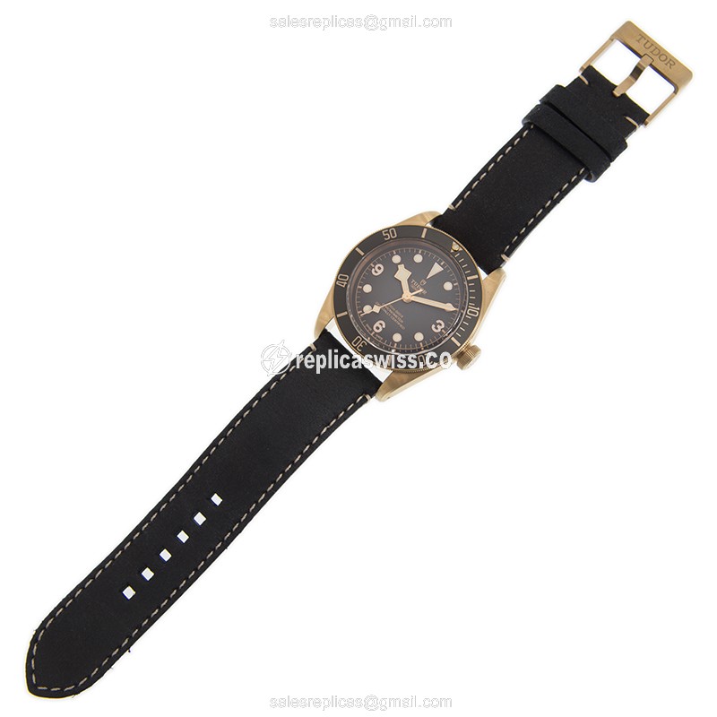 Tudor Black Bay Bronze Replica - Automatic - Bronze Case - Black Dial - Leather Strap - View 2