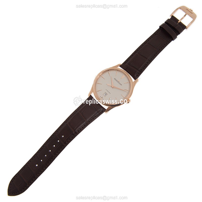 Jaeger-Lecoultre Q1232510 Replica - Ultra Thin - Automatic - 18kt Rose Gold - Brown Leather Strap - View 2