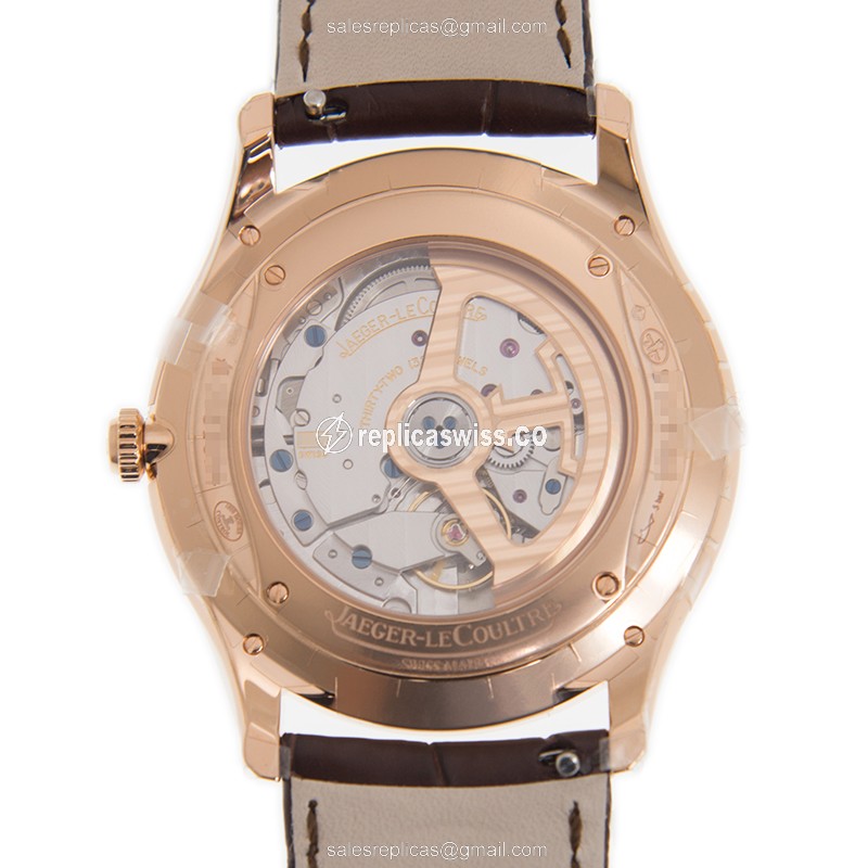 Jaeger-Lecoultre Q1232510 Replica - Ultra Thin - Automatic - 18kt Rose Gold - Brown Leather Strap - View 3