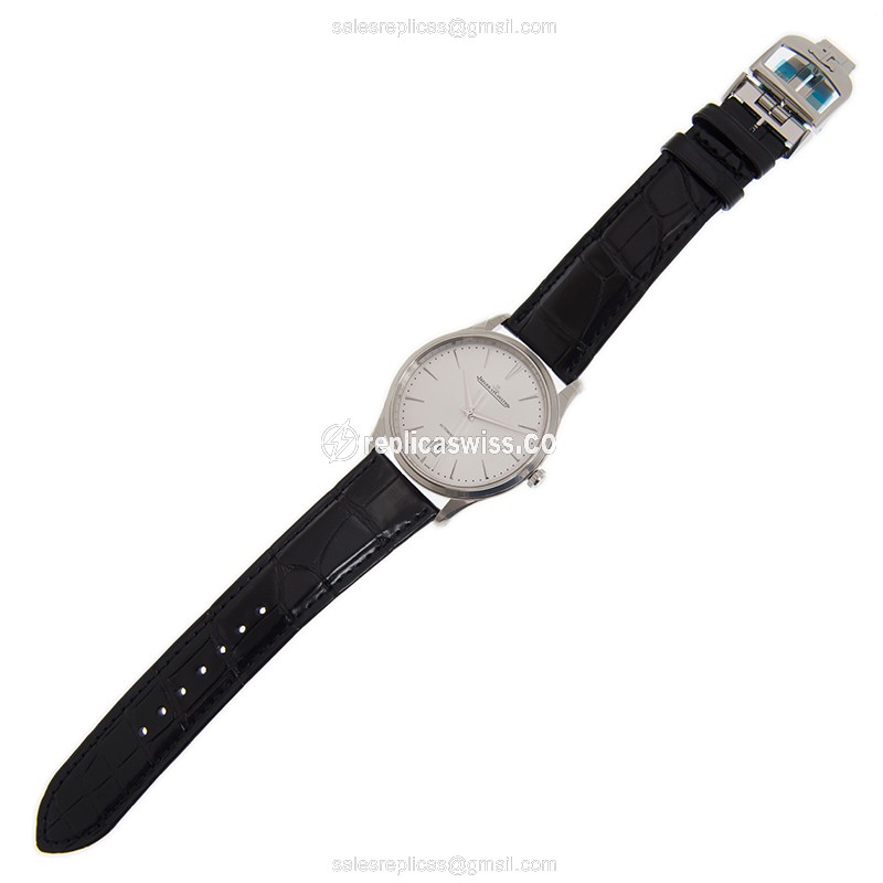 Jaeger-Lecoultre Q1238420 Replica - Ultra Thin - Automatic - Steel Case - White Dial - Black Leather Strap - View 2