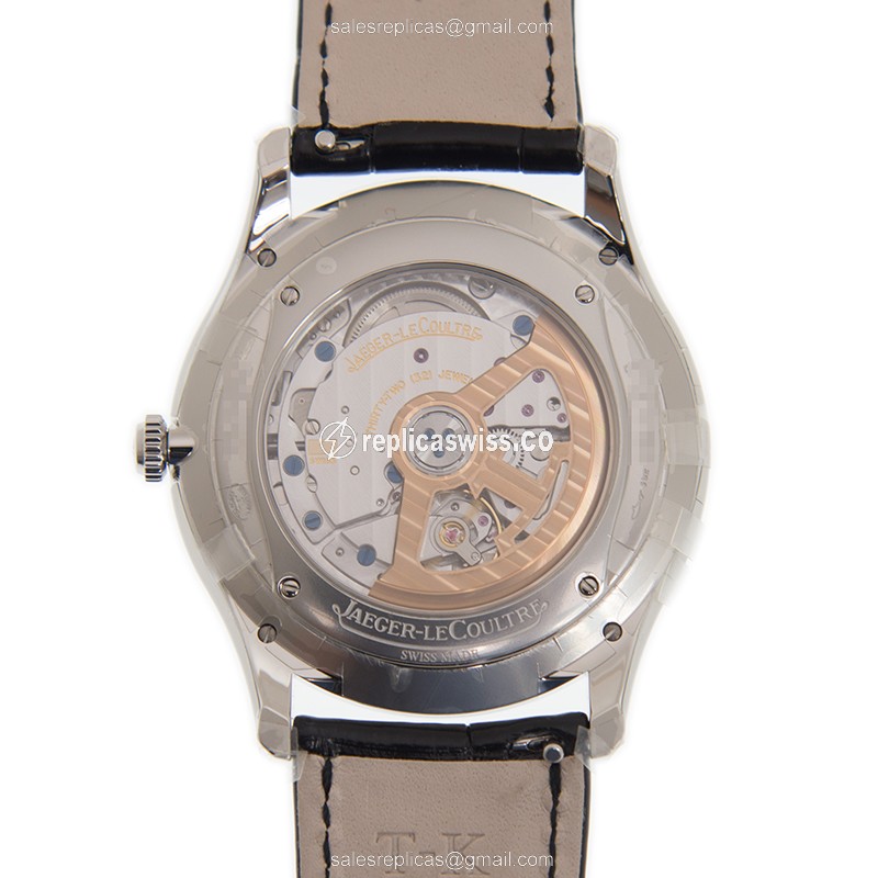 Jaeger-Lecoultre Q1238420 Replica - Ultra Thin - Automatic - Steel Case - White Dial - Black Leather Strap - View 3