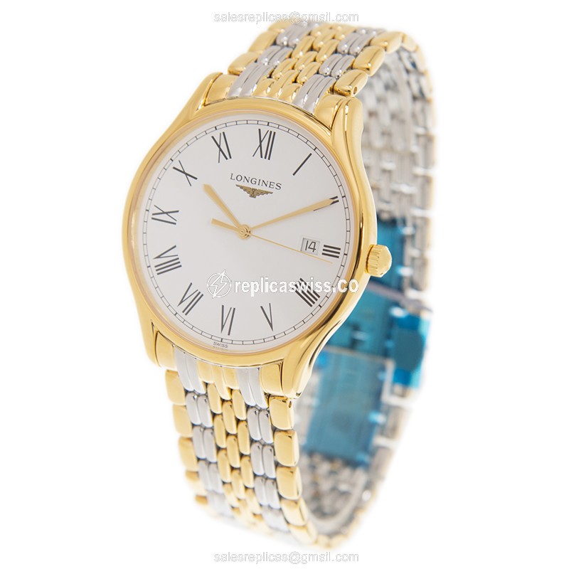 Longines Lyre Replica - Quartz - Gold-Plated - White Dial - Gold Case & Strap - Clasp - View 3