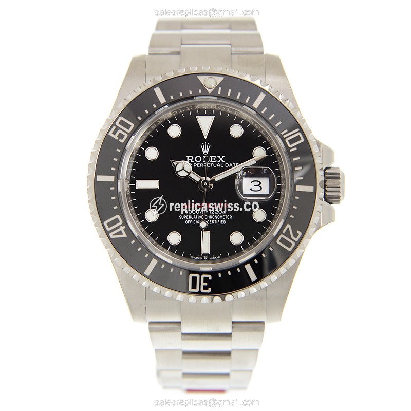 Rolex 126600-0001 SEA-DWELLER Replica - Automatic - Steel Case, Black Dial on Silver Steel Strap - View 2