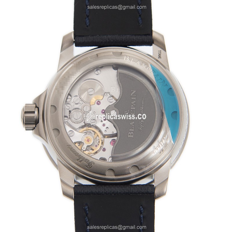Blancpain 5015-12B40-O52A 50 Fathoms Auto PVD Titanium Blue Dial Leather Strap Blue Clasp - View 3