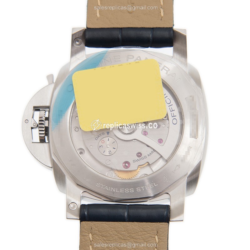 Panerai PAM01033 LUMINOR Replica - Automatic - Steel Case - Blue Dial - Leather Blue Strap - Buckle Clasp - View 3