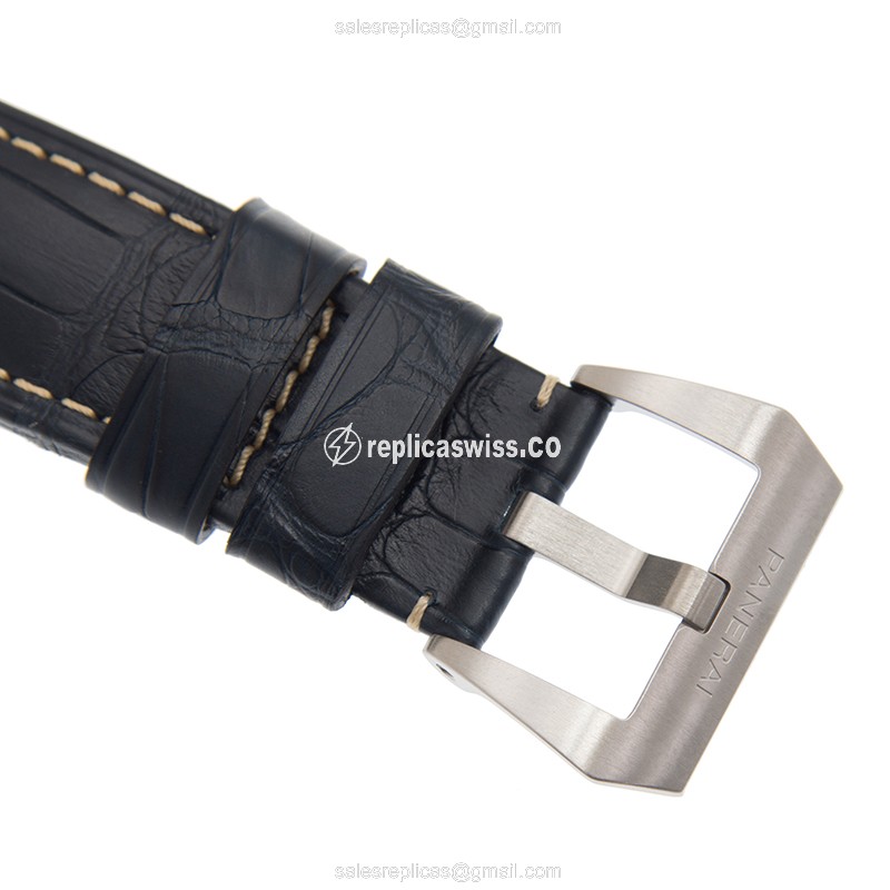 Panerai PAM01033 LUMINOR Replica - Automatic - Steel Case - Blue Dial - Leather Blue Strap - Buckle Clasp - View 4