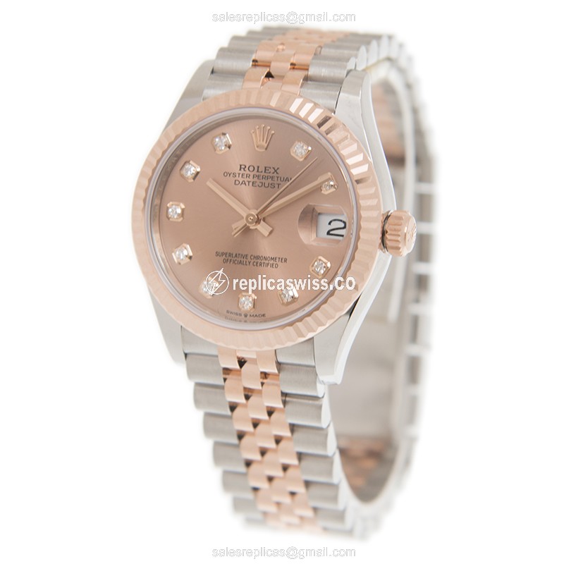 Rolex DATEJUST Replica | Automatic | Pink Dial on 18kt Steel & Gold Clasp - View 3
