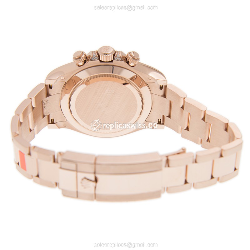 Rolex Daytona Replica - 18kt Rose Gold Case - Gold Dial - Automatic - Diamond Clasp - View 4