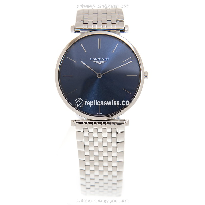 Longines LA GRANDE Replica - Automatic - Steel Case - Blue Dial, Silver Strap - View 2