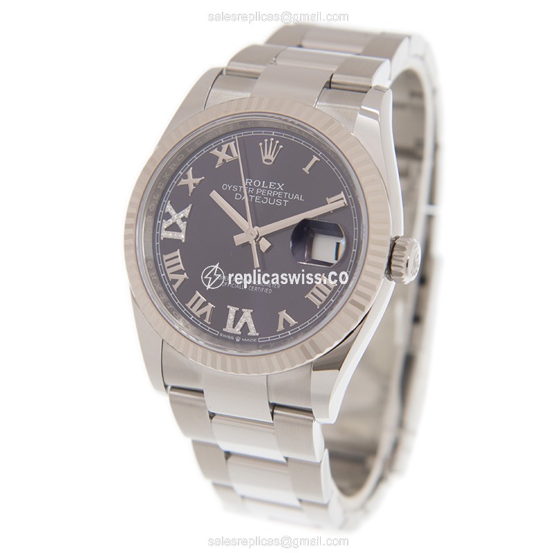 Rolex Datejust Replica - Automatic - White Gold & Steel - Purple Dial - View 3