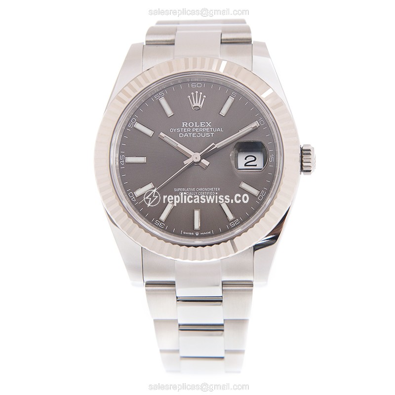 Rolex Datejust Replica - Automatic - 18kt White Gold & Steel - Gray Dial - View 2