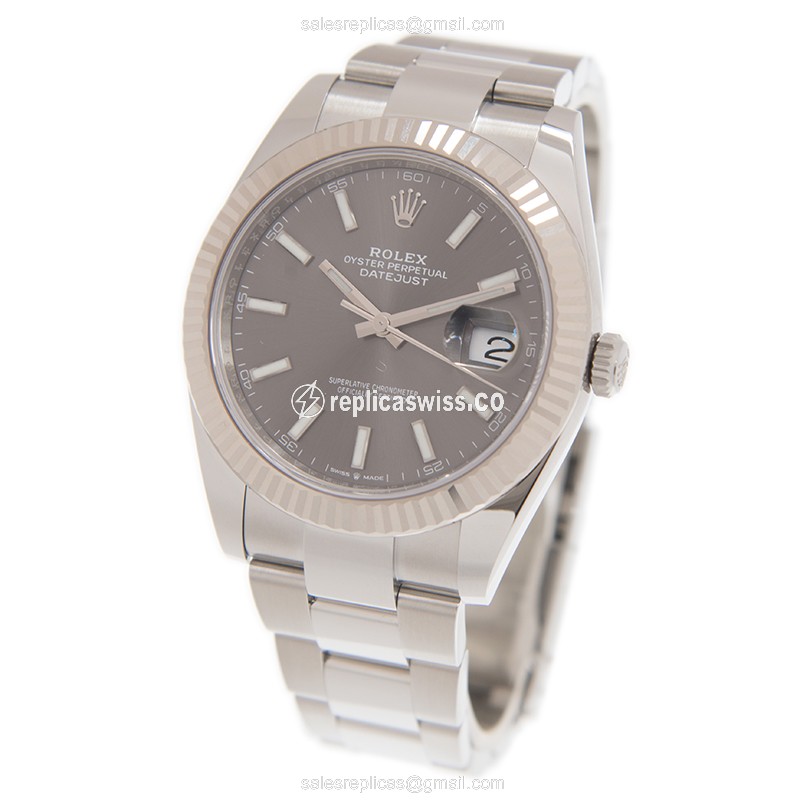 Rolex Datejust Replica - Automatic - 18kt White Gold & Steel - Gray Dial - View 3