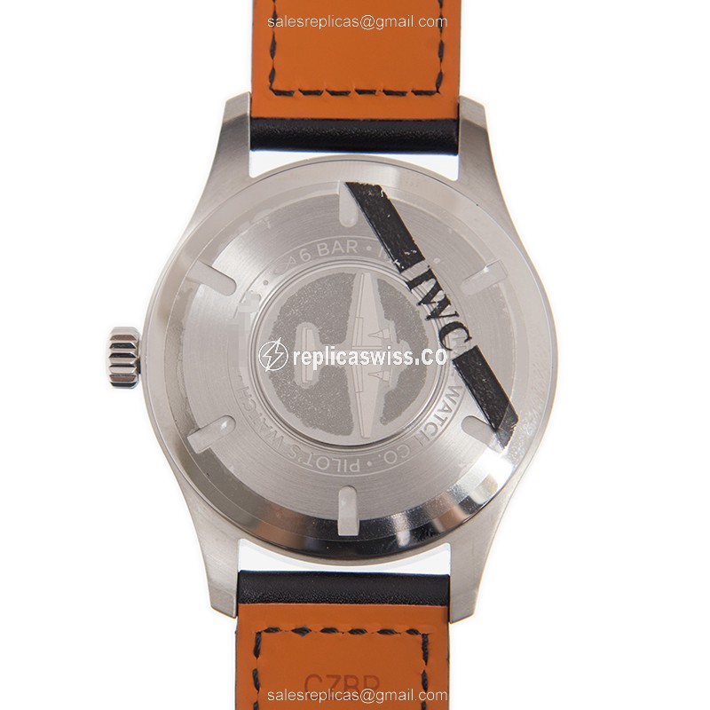 IWC Pilots Replica - Automatic - Steel Case - White Dial - Black Cowhide Strap - Buckle Clasp - View 3