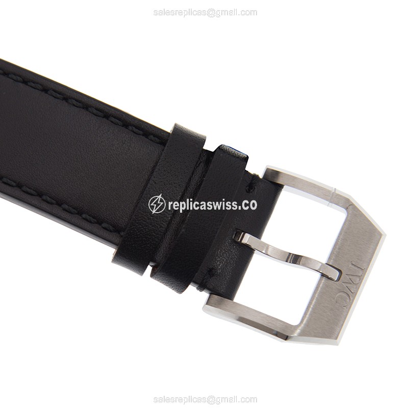 IWC Pilots Replica - Automatic - Steel Case - White Dial - Black Cowhide Strap - Buckle Clasp - View 4