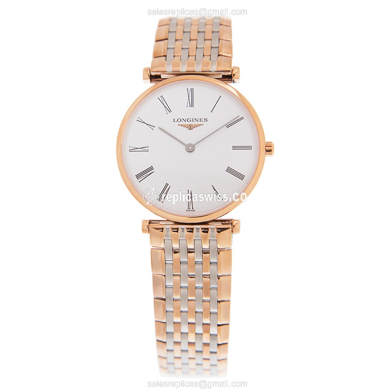 Longines LA GRANDE Quartz 18kt Rose & Steel - 18kt Gold Clasp - White Dial - Automatic - View 2