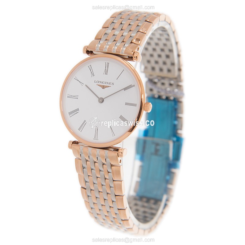 Longines LA GRANDE Quartz 18kt Rose & Steel - 18kt Gold Clasp - White Dial - Automatic - View 3