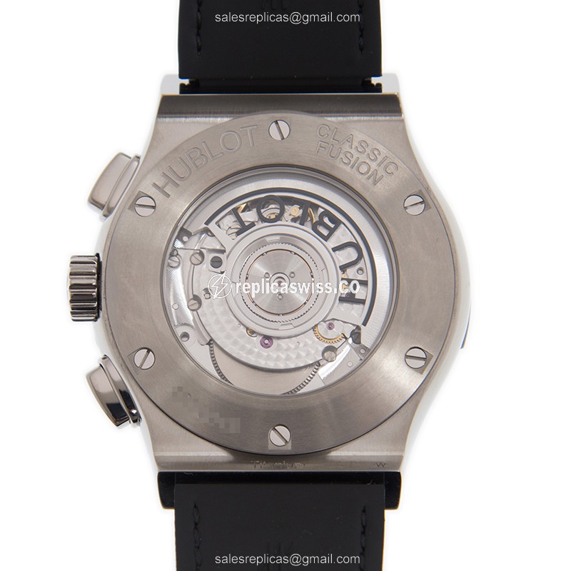 Hublot Classic Fusion Replica - Automatic - Titanium Case - Black Dial - Leather Strap - View 3