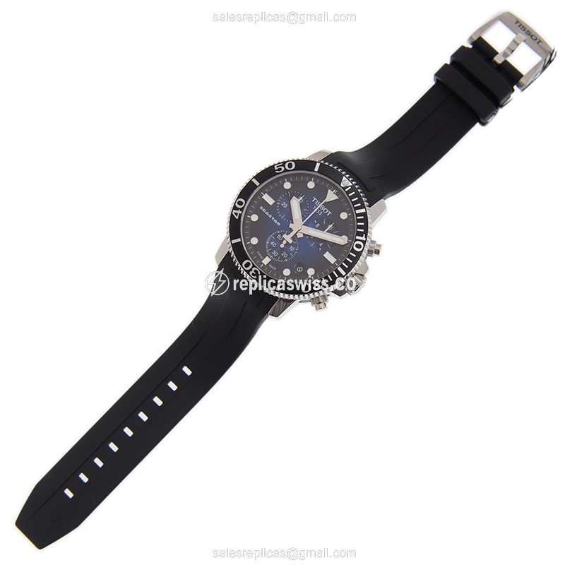 Tissot T120.417.17.041.00 SEASTAR Quartz - Blue Dial - Steel Case - Black Rubber Strap - View 2