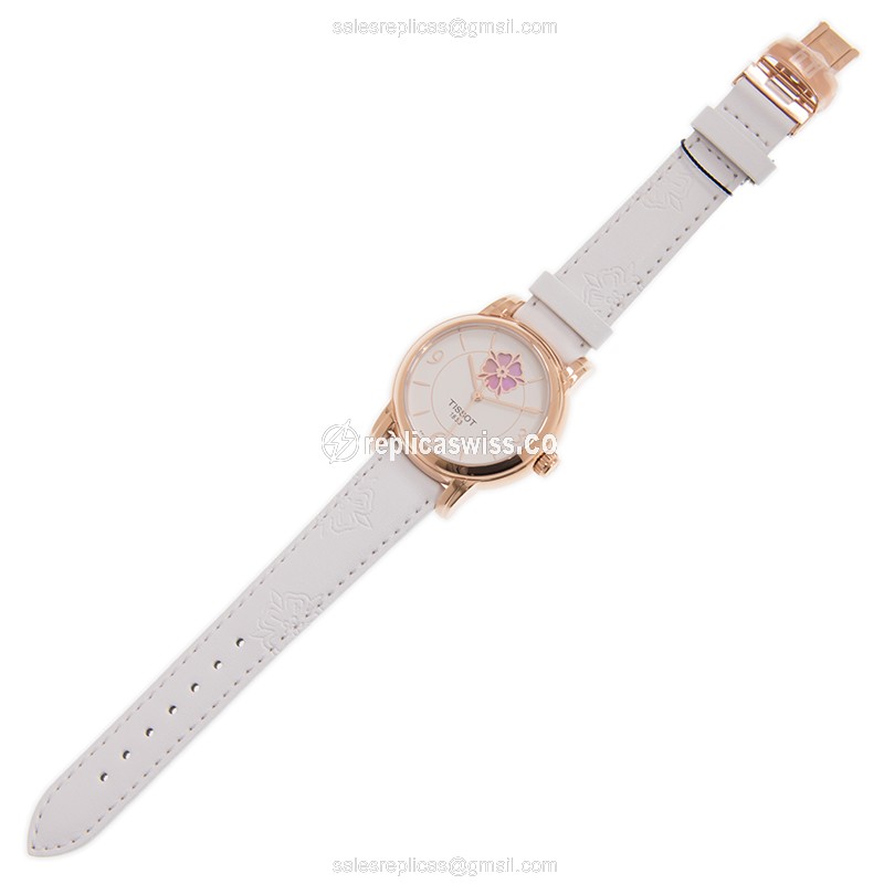 Tissot Lady Heart Replica - Automatic - Gold-Plated & Stainless Steel - White Dial - Leather Strap - View 2