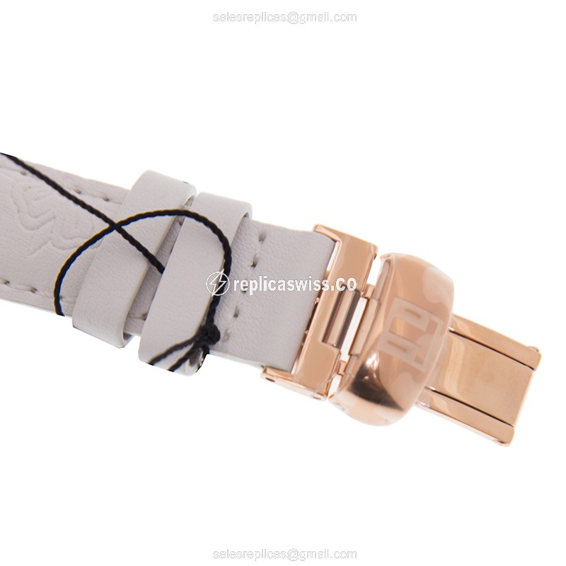 Tissot Lady Heart Replica - Automatic - Gold-Plated & Stainless Steel - White Dial - Leather Strap - View 4