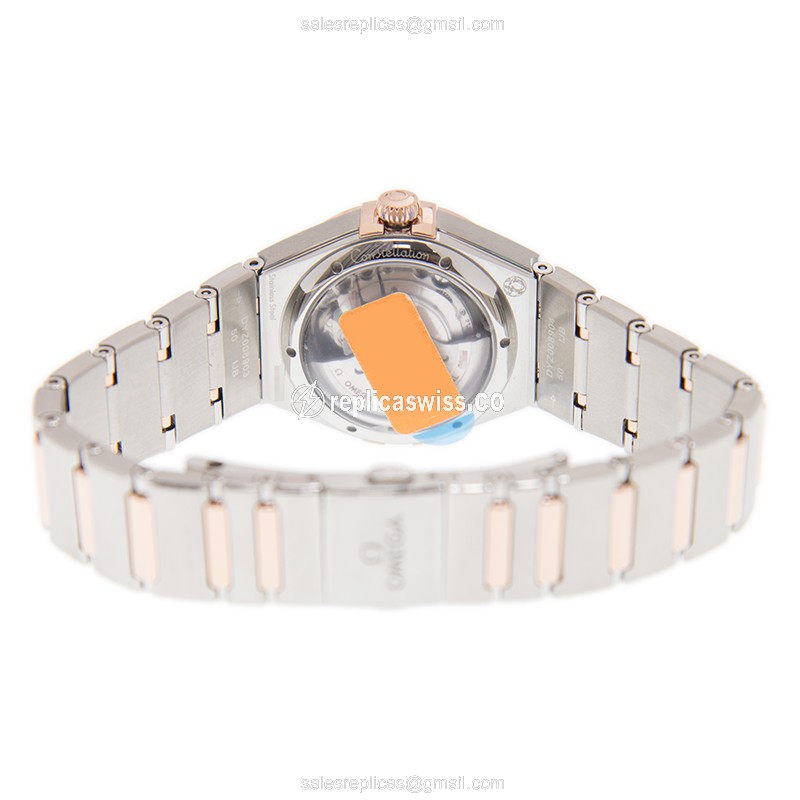 Omega Constellation Replica - 18kt Rose Gold Case - Automatic Movement - White Dial - Gold Clasp - View 4