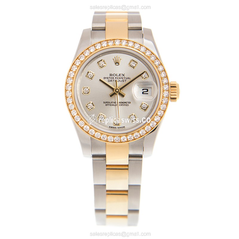 Rolex Datejust Replica - Automatic - 18kt Gold - Silver Dial - Gold Strap - View 2