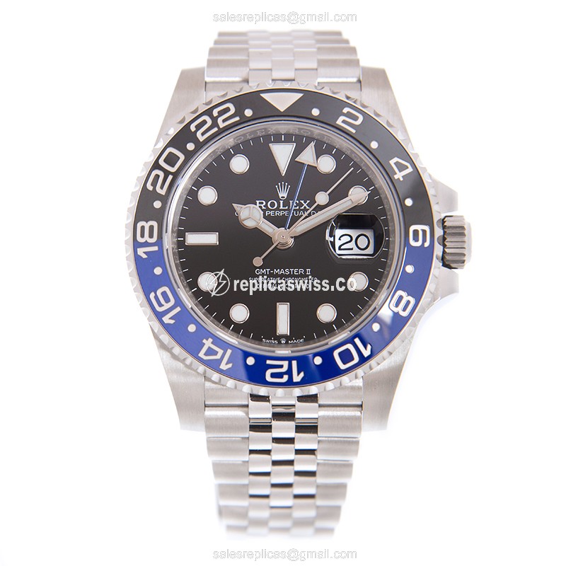 GMT Master II Replica - Stainless Steel - Automatic - Black Dial on Silver - View 2
