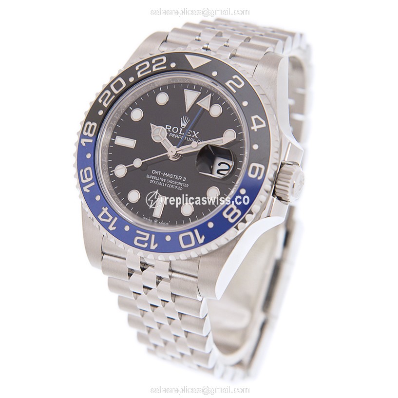 GMT Master II Replica - Stainless Steel - Automatic - Black Dial on Silver - View 3
