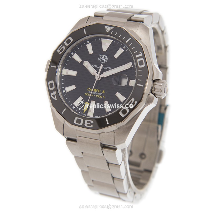 Tag Heuer Aquaracer Replica - Automatic - Black Dial - Steel - View 3