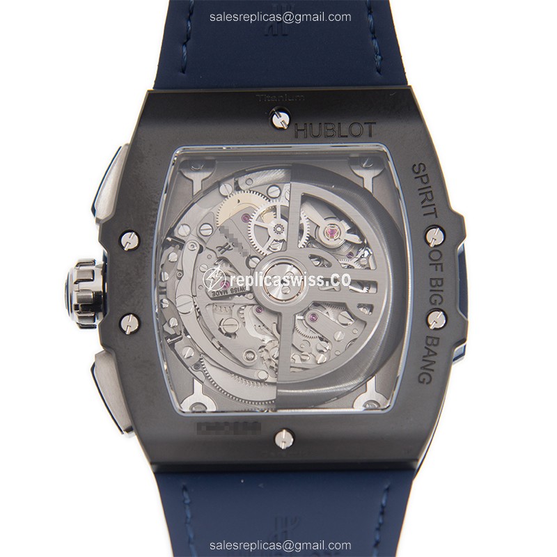 Hublot BIG BANG Replica - Automatic - Ceramic Case - Silver Dial - Blue Leather Strap - View 3
