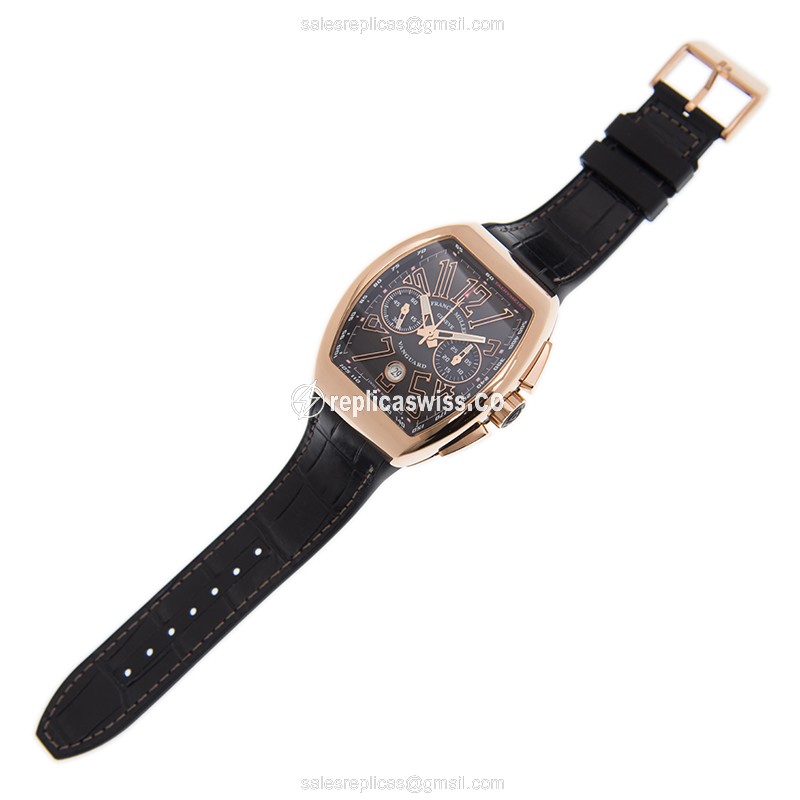 Franck Muller V 45 CC DT 5N.NR Vanguard Automatic - 18kt Rose Gold Case, Black Dial, Leather Strap - View 2