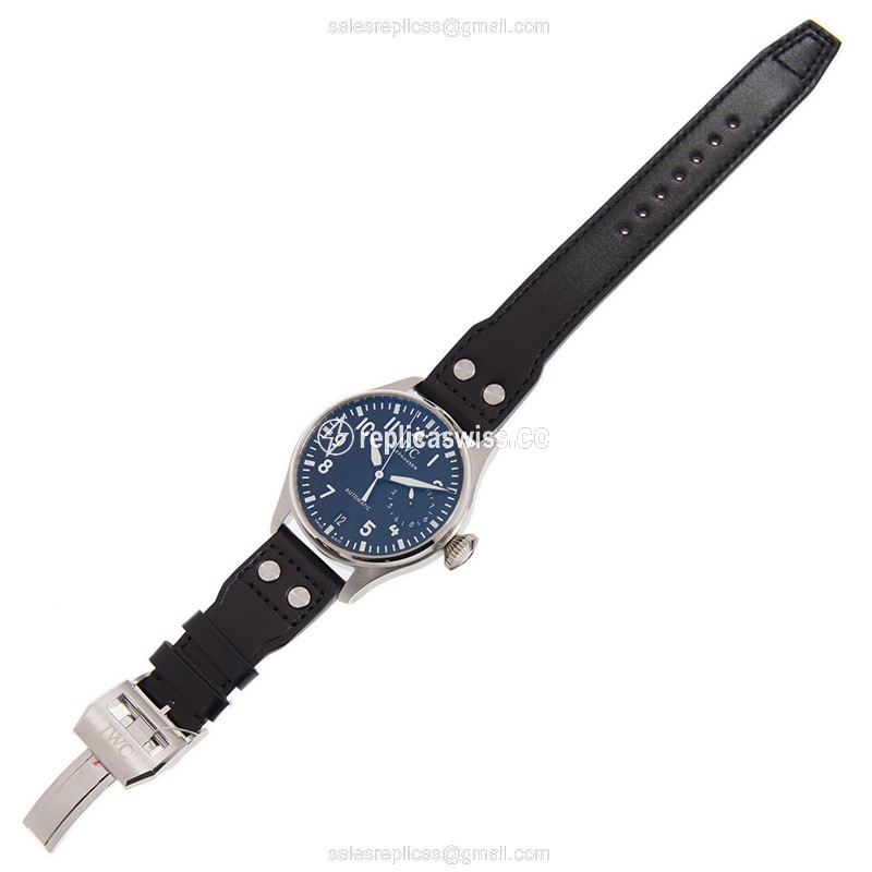 IWC PILOTS Replica - Automatic - Black Dial - Leather Strap - Buckle Clasp - View 2