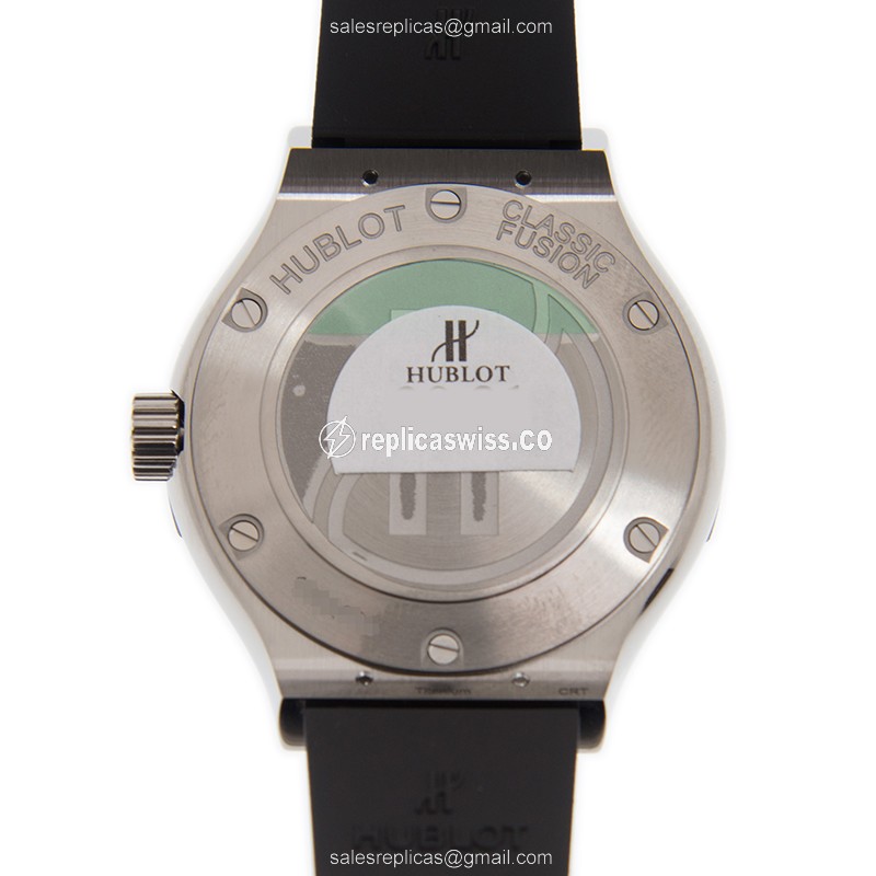Hublot Classic Fusion Quartz - Steel Case - Black Dial - Black Rubber Strap - View 3