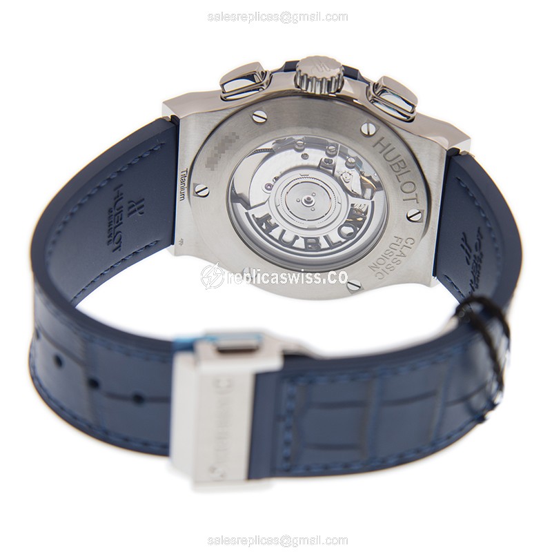 Hublot Classic Fusion Replica - Automatic - Steel Case - Blue Dial - Leather Strap - View 4