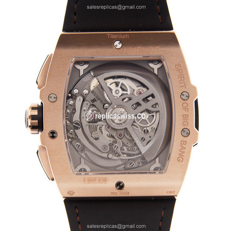 Hublot BIG BANG Replica - Automatic 18kt Rose Gold - Silver Dial - Brown Leather Strap - View 3