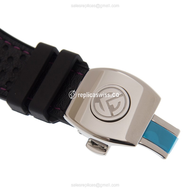 Franck Muller V45 SC DT RACING - Automatic - Stainless Steel - Black Dial - Leather Strap - View 4