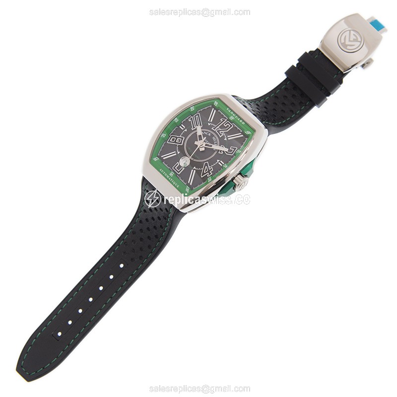 Franck Muller V45 SC DT RACING AC.VR Replica - Automatic - Steel Case - Black Dial on Leather Strap - View 2