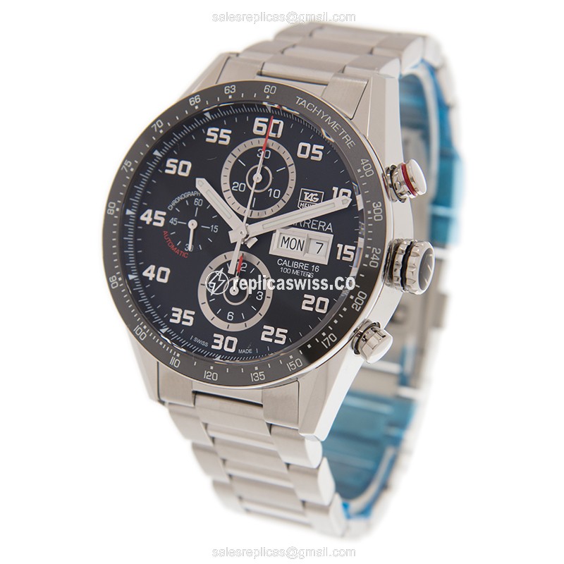Tag Heuer CARRERA Replica - Automatic - Ceramic/Steel - Black Dial - Silver Steel Strap - View 3