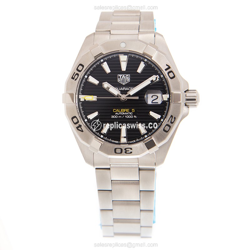 Tag Heuer AQUARACER Automatic - Black Dial - Silver Steel - Clasp - 41mm - View 2