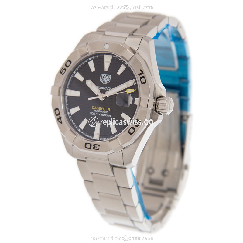 Tag Heuer AQUARACER Automatic - Black Dial - Silver Steel - Clasp - 41mm - View 3