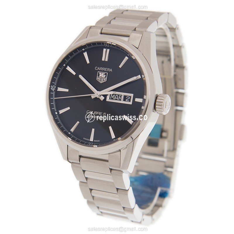 Tag Heuer Carrera Replica Watch - Auto - Steel - Black Dial - View 3