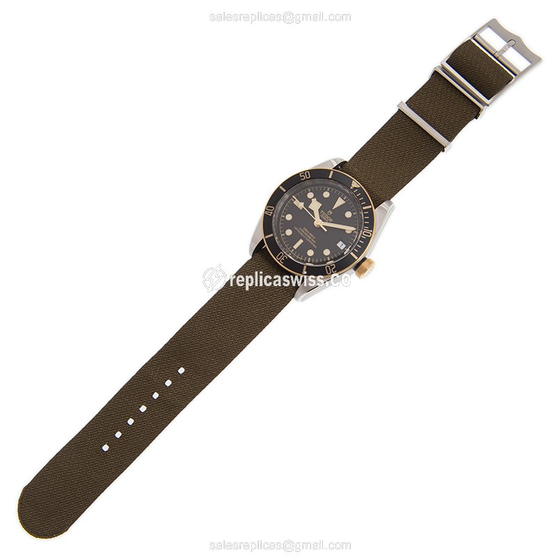 Tudor Black Bay 79733N Replica - Automatic - 18kt Gold & Steel Case - Black Canvas Strap - View 2