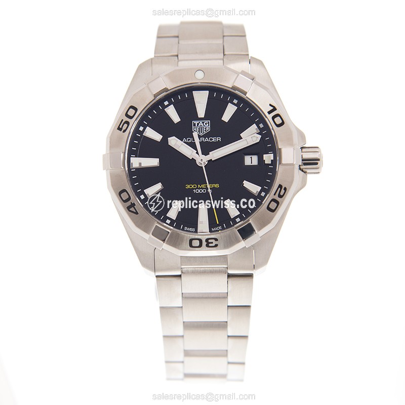 Tag Heuer AQUARACER Quartz - Black Dial - Steel Case - Silver Band - Clasp - View 2