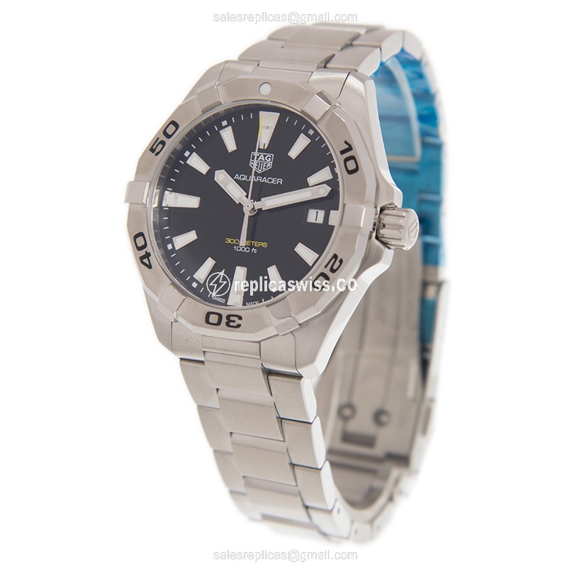 Tag Heuer AQUARACER Quartz - Black Dial - Steel Case - Silver Band - Clasp - View 3