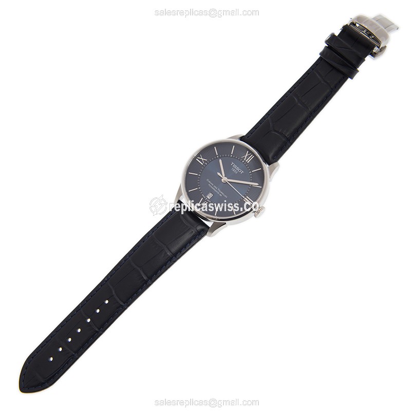 Rolex T099.407.16.048.00 CLASSIQUE Replica - Automatic - Blue Dial - Stainless Steel - Leather Strap - View 2