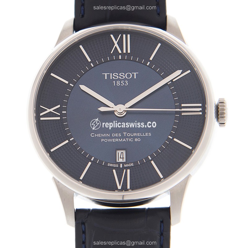 Rolex T099.407.16.048.00 CLASSIQUE Replica - Automatic - Blue Dial - Stainless Steel - Leather Strap - View 4