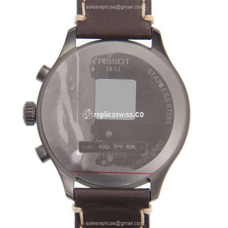 TISSOT CHRONO XL Replica - Quartz - Blue Dial - Leather Brown Strap - Buckle - View 3